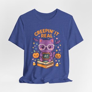 Teacher Halloween Shirt, Creepin It Real Cat Tee, Fall Gift image 8