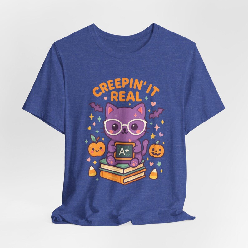 Teacher Halloween Shirt, Creepin It Real Cat Tee, Fall Gift image 8