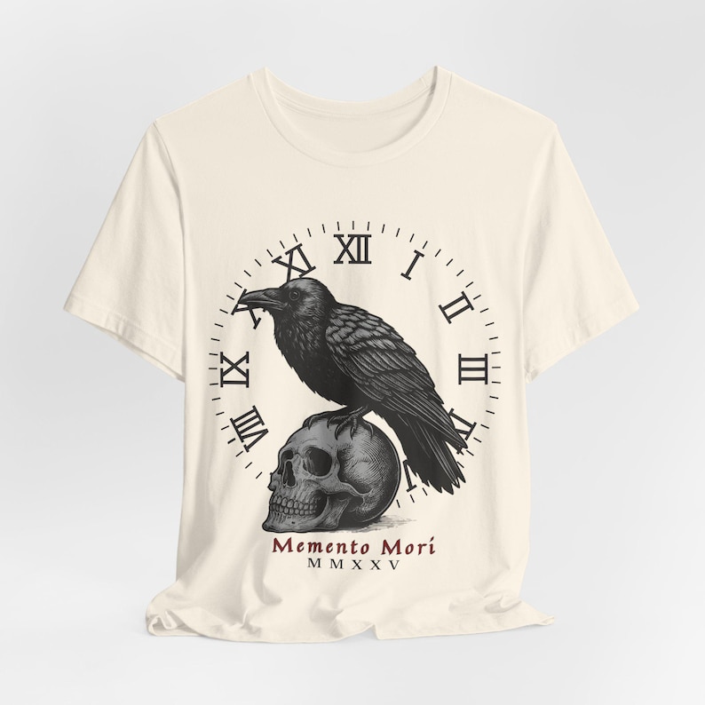 Memento Mori Raven Skull T-Shirt: Gothic Dark Academia Tee image 8