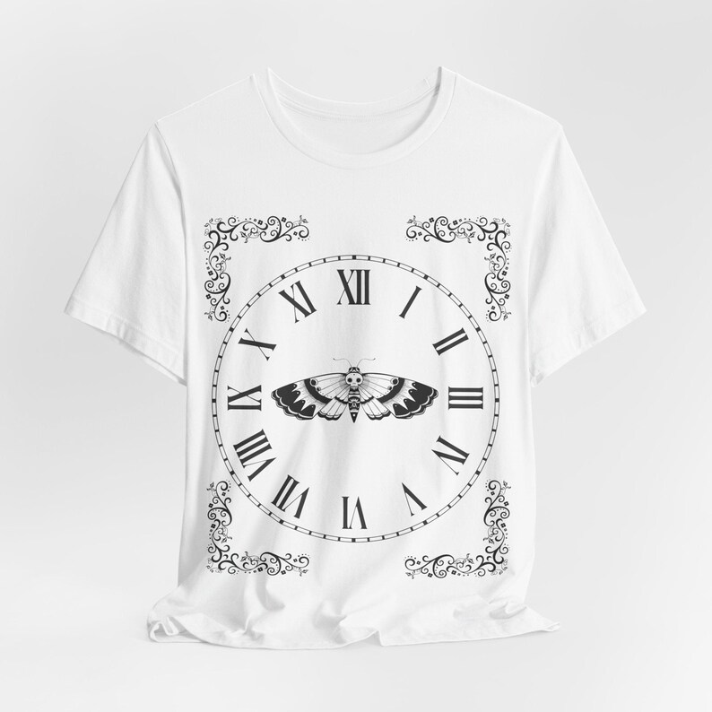 Death's-head Moth Clock T-Shirt, Dark Academia Gothic Whimsigoth Memento Mori image 4