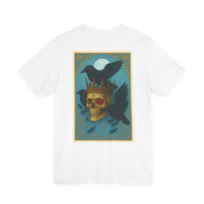 Gothic Crow Skull Shirt, Witchy Memento Mori Raven Tee image 2