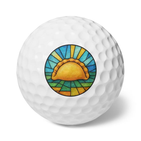 Pierogi Golf Balls Set, Stained Glass Design, Novelty Foodie Golfer