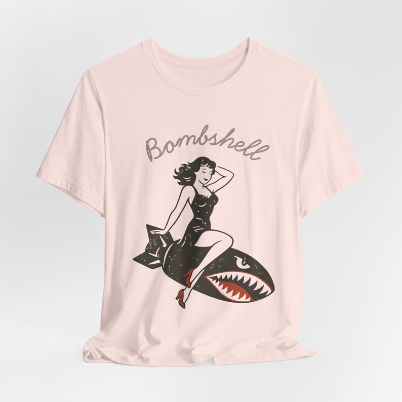 WWII Bomber Pin-Up Girl T-Shirt: Vintage Aviation Art image 6