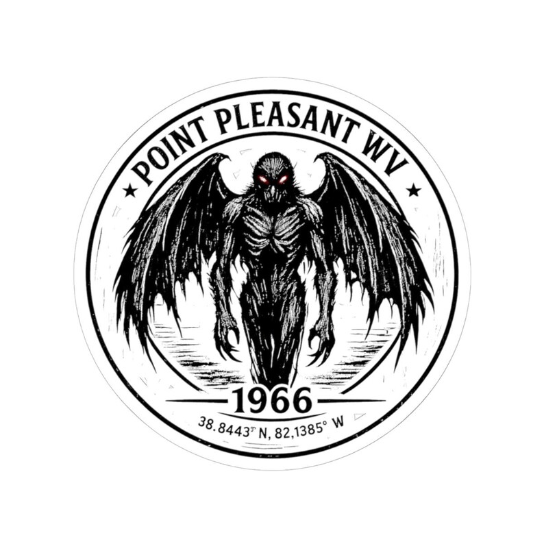 Pegatina de Mothman, calcomanía de críptido de Point Pleasant, insignia vintage de 1966 imagen 4