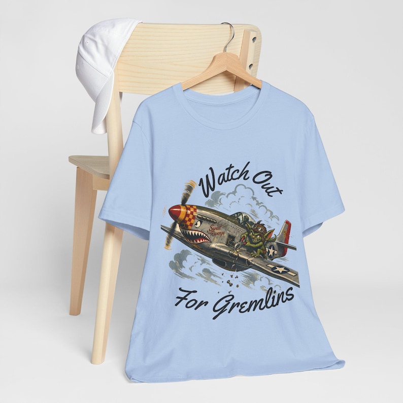 Watch Out For Gremlins Shirt, Vintage WWII Warbird Aviation Tee image 12