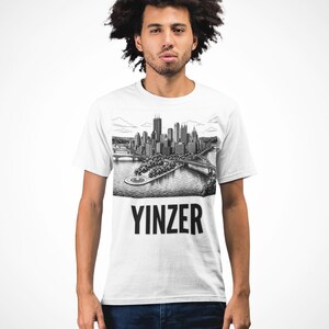 Pittsburgh Skyline T-Shirt | Black & White Yinzer Graphic image 6