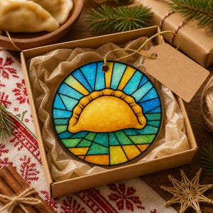 Adorno acrílico de pierogi, estilo vidriera, comida polaca y decoración de Pittsburgh imagen 7