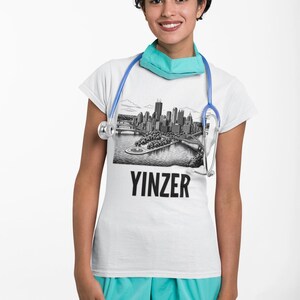 Pittsburgh Skyline T-Shirt | Black & White Yinzer Graphic image 5