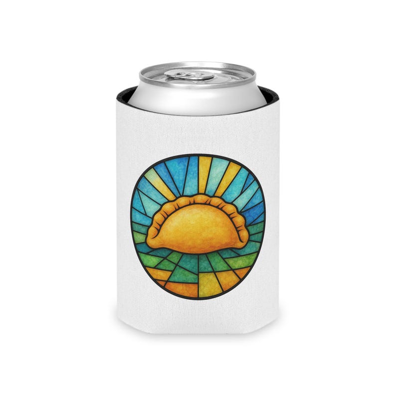 Stained Glass Pierogi Can Cooler, Pittsburgh Polish Food Koozie, Yinzer Beer Sleeve image 9