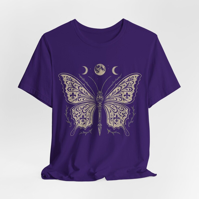 Camiseta gótica de polilla para Halloween: Camiseta con estampado de fases lunares de bruja imagen 7