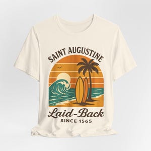 Saint Augustine Florida T-Shirt: Retro Sunset Surf Beach Coastal Vacation image 5