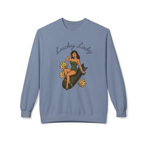 Vintage Pin Up Sweatshirt, WWII Nose Art Crewneck, Rockabilly Bombshell Aviation Top image 11