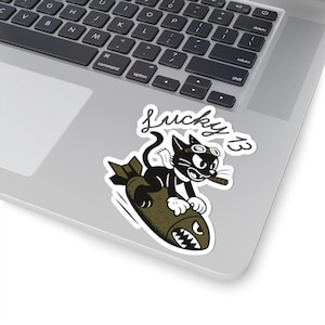 WWII Bomber Nose Art | Vintage Military Aviation Kiss-Cut Sticker - Mirror Image image 14