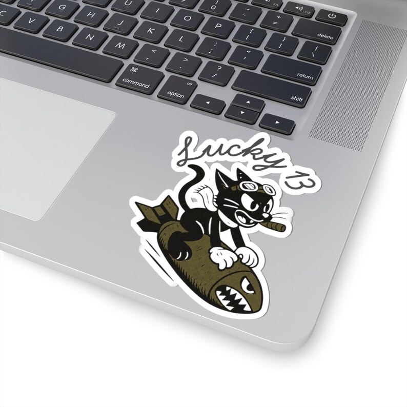 WWII Bomber Nose Art | Vintage Military Aviation Kiss-Cut Sticker - Mirror Image image 14