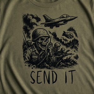Camiseta Skull Soldier Send It, Camiseta táctica militar imagen 7