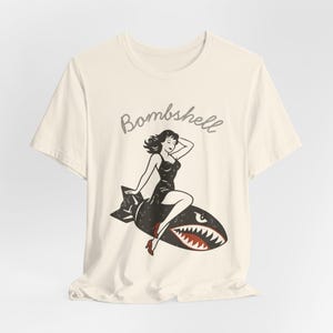 WWII Bomber Pin-Up Girl T-Shirt: Vintage Aviation Art image 7