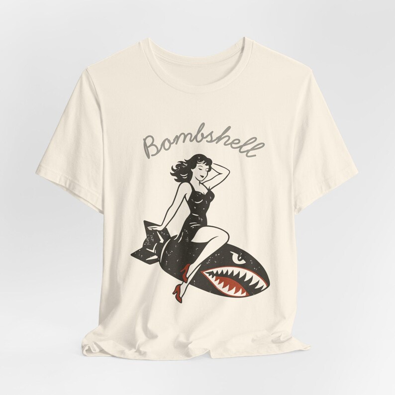 WWII Bomber Pin-Up Girl T-Shirt: Vintage Aviation Art image 7