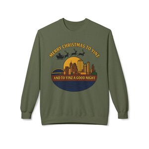 Pittsburgh Christmas Sweatshirt: Steel City Skyline, 'Merry Christmas to Yinz' image 8