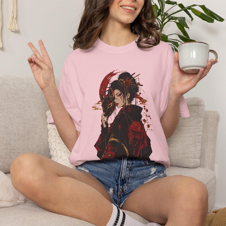 Kitsune Warrior Shirt, Japanese Fox Samurai Art, Dark Folklore Tee image 14