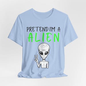 Funny Alien Halloween Shirt, Lazy UFO Costume Tee, Spooky Season image 7