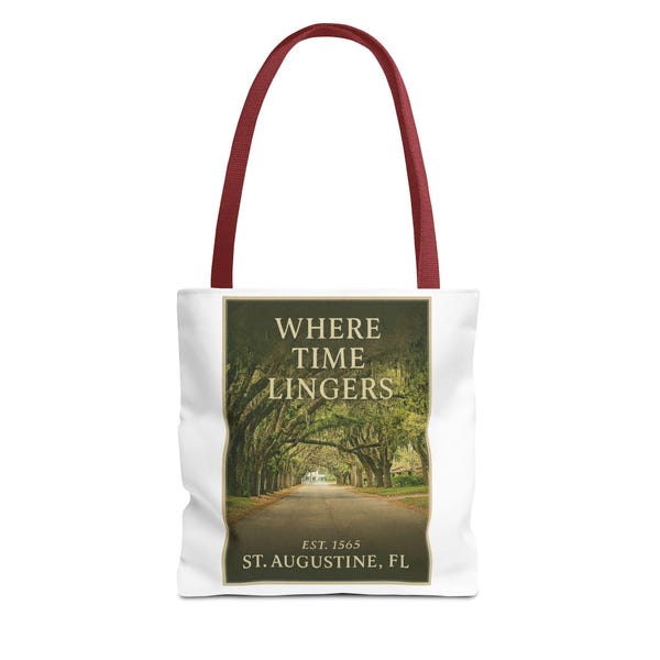 St. Augustine Florida Tote Bag: Historic Tree Tunnel Canvas Travel