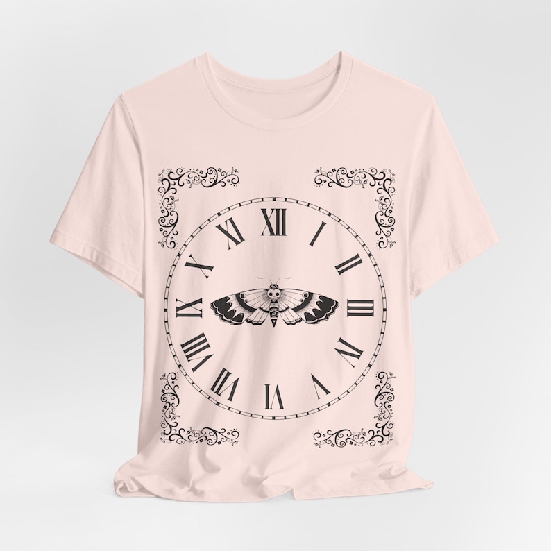 Death's-head Moth Clock T-Shirt, Dark Academia Gothic Whimsigoth Memento Mori image 5