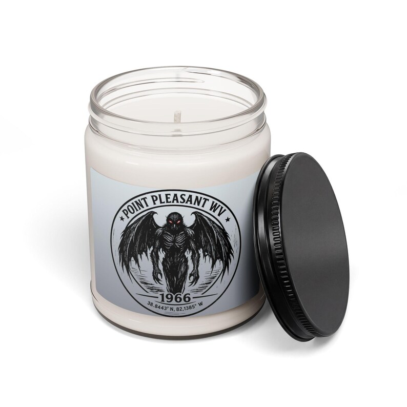 Mothman Soy Candle, Point Pleasant WV Cryptid Gift, Paranormal Folklore Decor image 8