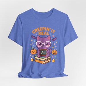 Teacher Halloween Shirt, Creepin It Real Cat Tee, Fall Gift image 7