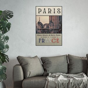 Notre Dame Gargoyle Print: Vintage Paris Travel Poster image 5