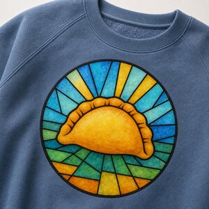 Pierogi Stained Glass Sweatshirt | Pittsburgh Polish Food Art Crewneck image 5