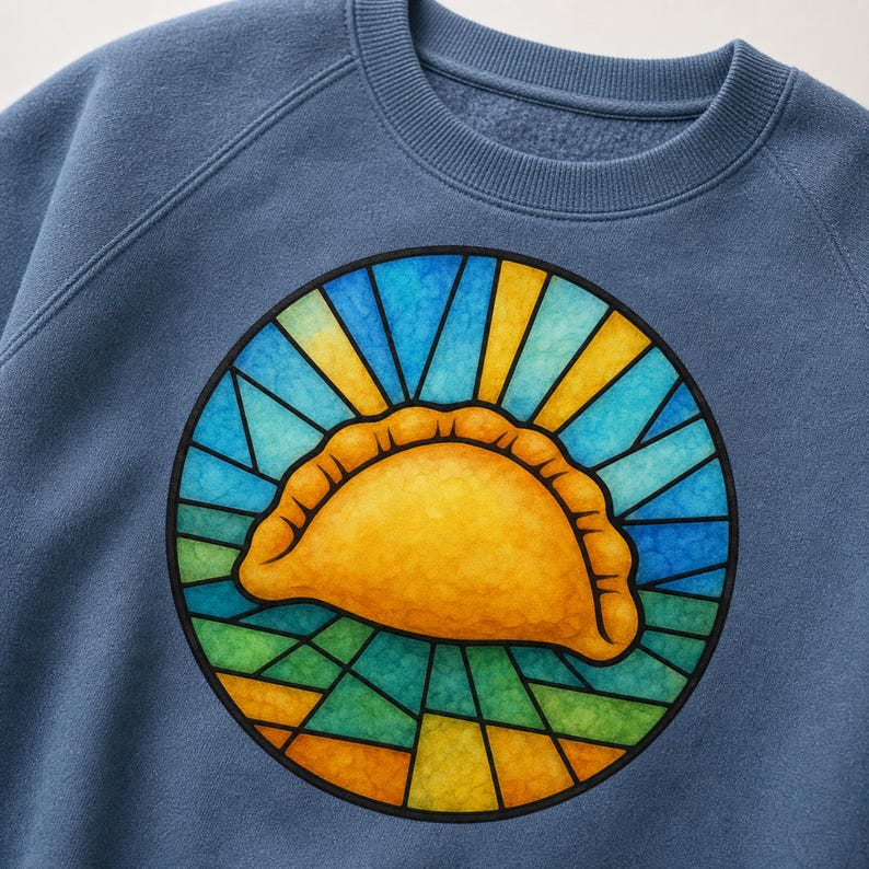 Pierogi Stained Glass Sweatshirt | Pittsburgh Polish Food Art Crewneck image 5