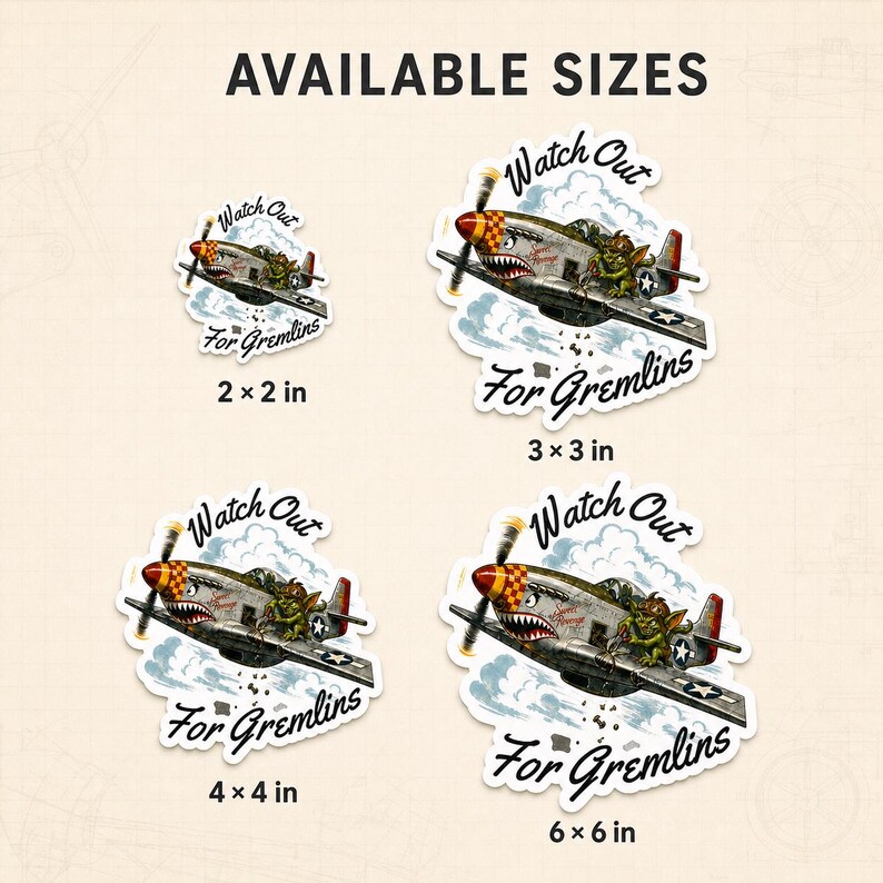 WWII Nose Art Gremlin Sticker, Vintage Warbird Aviation Decal, Pilot Gift image 7