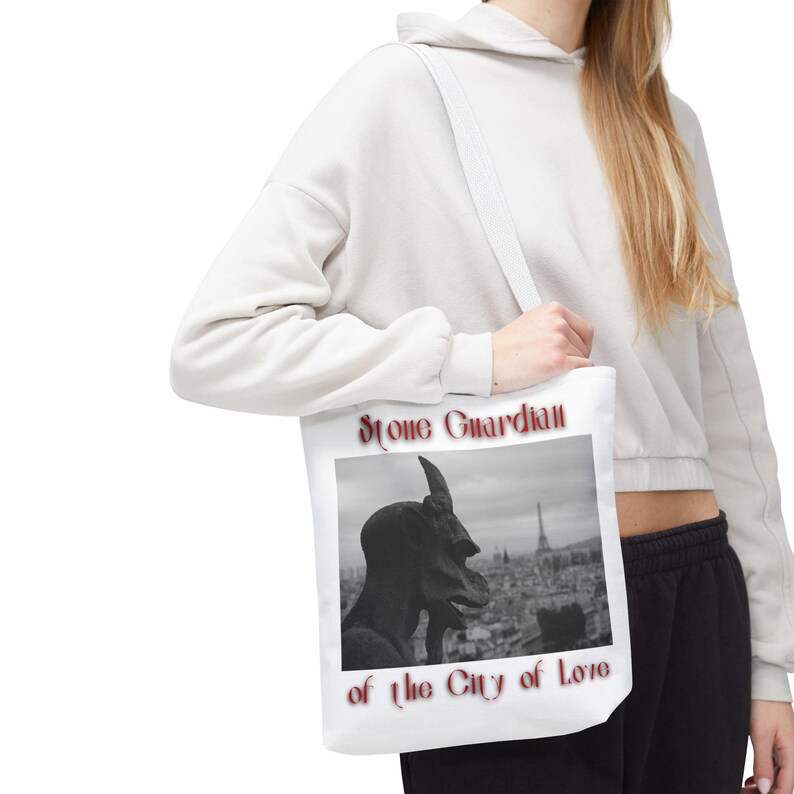 Notre Dame Gargoyle Canvas Tote Bag: Paris Eiffel Tower Photo Art image 4