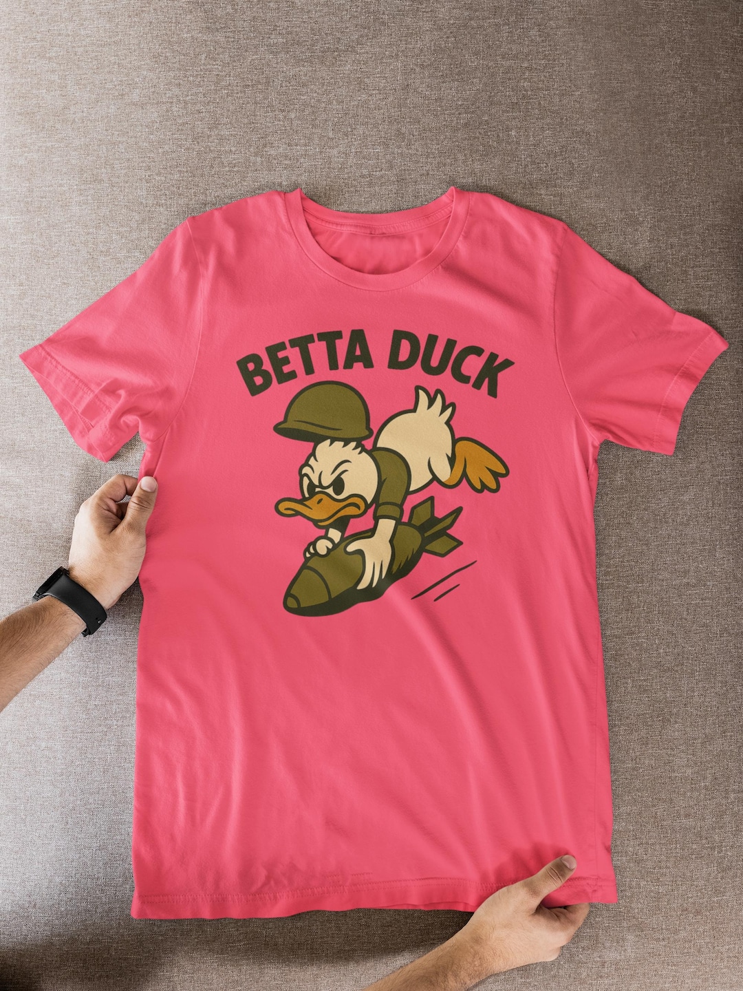 Betta Duck Bomb Rider retro cartoon nose art t-shirt from SunSpun Creations