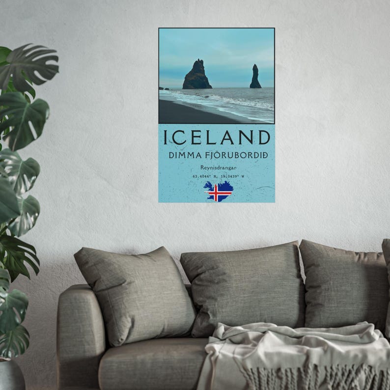 Reynisdrangar Iceland Print: Black Sand Beach Coastal Photography image 3