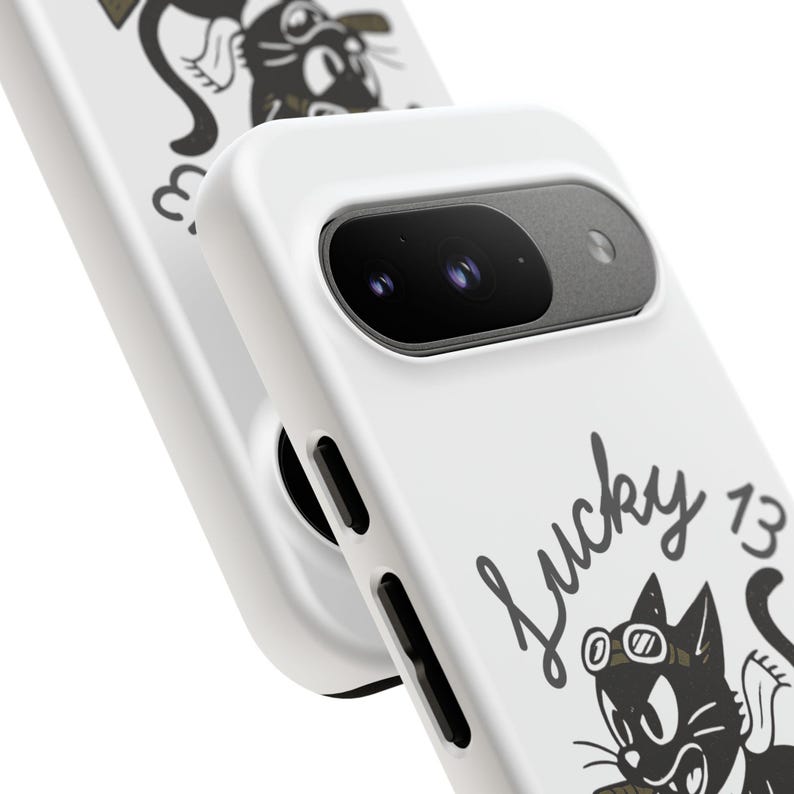 Handyhülle mit Glückszahl 13, Nasenkunst-Design aus dem Zweiten Weltkrieg, Retro-Tattoo-Katze Bild 10