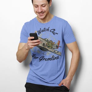 Watch Out For Gremlins Shirt, Vintage WWII Warbird Aviation Tee image 5