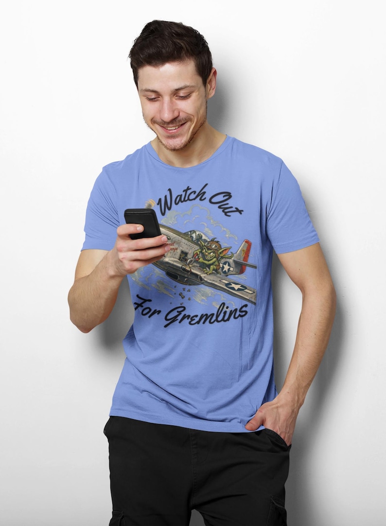 Watch Out For Gremlins Shirt, Vintage WWII Warbird Aviation Tee image 5