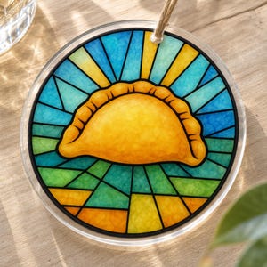 Adorno acrílico de pierogi, estilo vidriera, comida polaca y decoración de Pittsburgh imagen 6