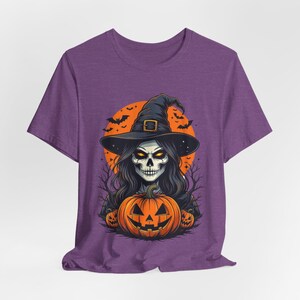 Skeleton Witch Halloween Shirt, Gothic Pumpkin Tee, Spooky Season image 5