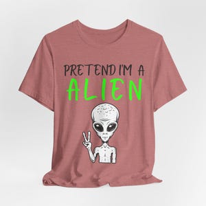 Funny Alien Halloween Shirt, Lazy UFO Costume Tee, Spooky Season image 5