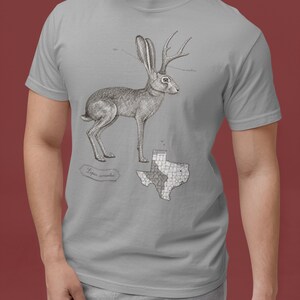 Jackalope Shirt, Vintage Cryptid Naturalist Engraving Tee image 3