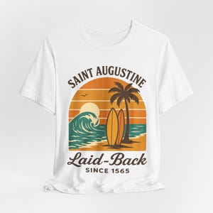Saint Augustine Florida T-Shirt: Retro Sunset Surf Beach Coastal Vacation image 4