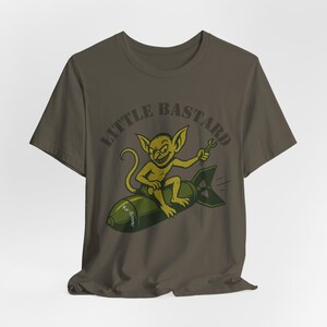 WWII Nose Art T-Shirt | Gremlin Little Bastard | Vintage Aviation Pilot Gift image 4