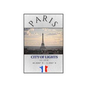 Paris Travel Poster: City of Lights Eiffel Tower Vintage France Wall Art image 1