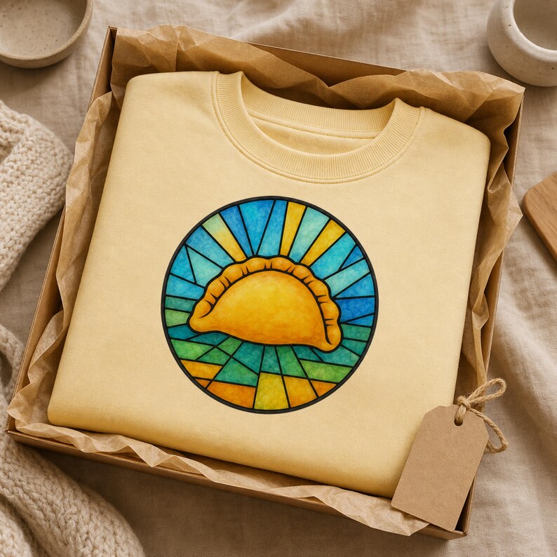 Pierogi Stained Glass Sweatshirt | Pittsburgh Polish Food Art Crewneck image 6