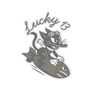 Neuskunst bommenwerper WO II | Vintage Kiss-Cut sticker militaire luchtvaart - in spiegelbeeld