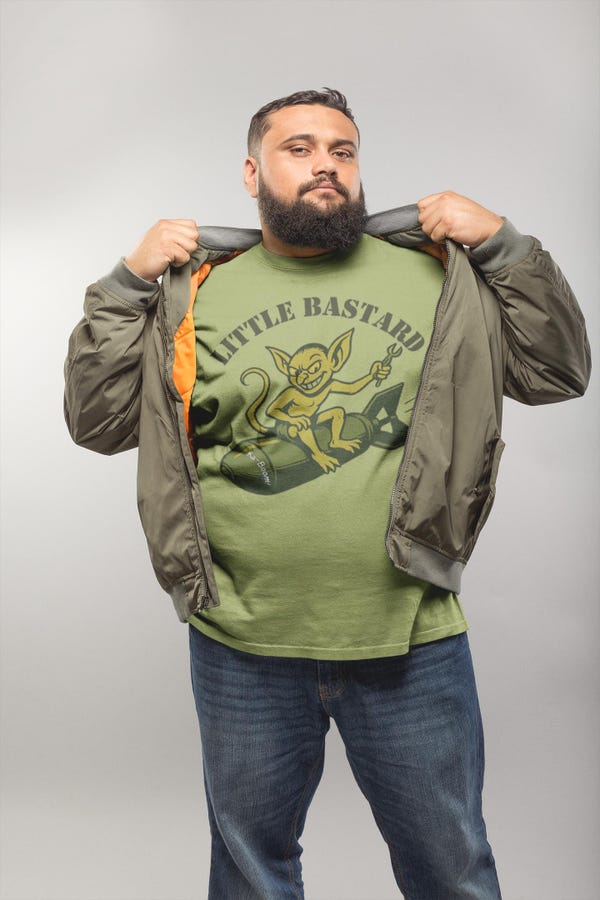 WWII Nose Art T-Shirt | Gremlin Little Bastard | Vintage Aviation Pilot Gift