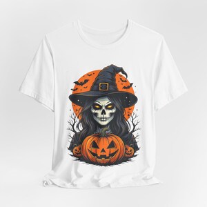 Skeleton Witch Halloween Shirt, Gothic Pumpkin Tee, Spooky Season image 8