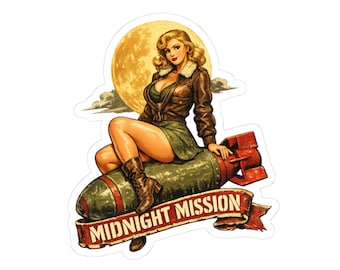 Naklejka z motywem nosa z czasów II wojny światowej, naklejka z motywem bombowca pin-up, misja o północy